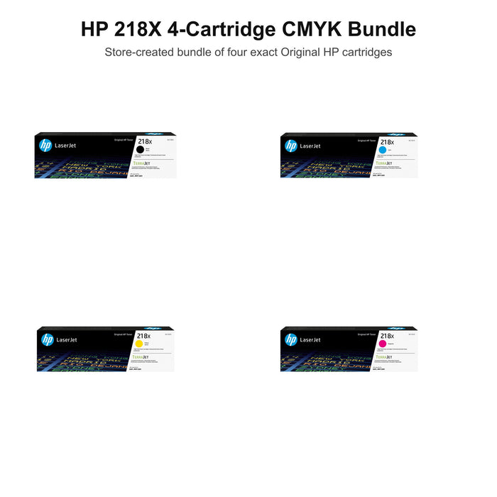 HP 218X 4-Cartridge CMYK Bundle, black cyan magenta and yellow